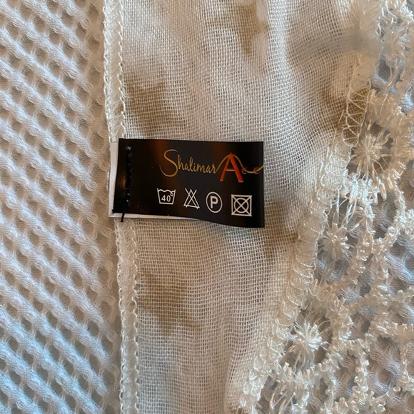 3 for $15! Light triangle scarf with Gold star motif. Crocheted lace details. - Picture 5 of 11